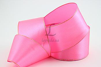 Лента атлас с краем 38 мм-23 м, 005, розовая