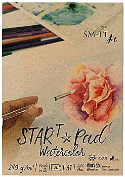 Склейка для акварели Start А4, 240 г/м², 20 арк, натуральный белый, Smiltainis Склейка для акварели Start А4, 240 г/м², 20 арк, натуральный белый, Smiltainis