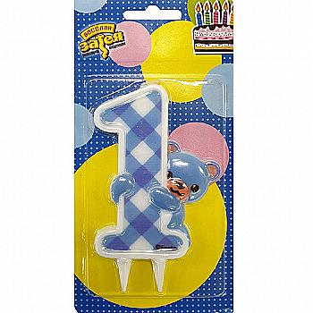 Свічка-цифра "1" Ведмежа хлопчик, 1502-4068