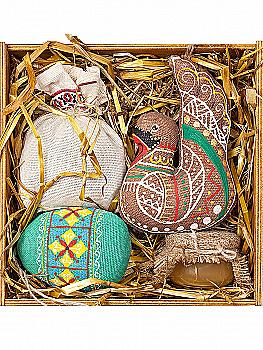 Дерев’яна коробка №49a •, Лебідь, яйцо, чай, мед, сіно, 2023010125