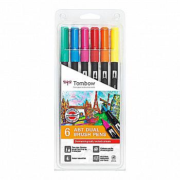Набор двухсторонних маркеров Dual Brush Pen 6 цв., основные яркие цвета, ABT-6P-3 ТМ "Tombow" Набор двухсторонних маркеров Dual Brush Pen 6 цв., основные яркие цвета, ABT-6P-3 ТМ "Tombow"