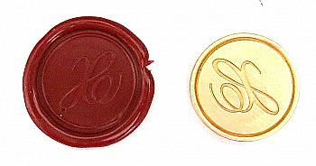 Круглая латунная печать d24 мм – англ. буква "X" с лакированной деревянной ручкой, 40124T