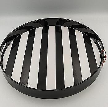 Піднос пластиковий круглий "Rhombus" великий, чорно-білий, 9829672