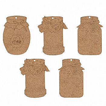 Набор заготовок для декорирования "Баночки", 5шт, ДВП, Rosa Talent