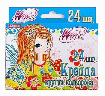 Мел цветной 24 цв, круглая "Winx", 400189