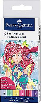 Набор ручек капиллярных PITT Brush "Manga Shojo", 6 шт. (6 цветов), 167155 Faber-Castell Набор ручек капиллярных PITT Brush "Manga Shojo", 6 шт. (6 цветов), 167155 Faber-Castell