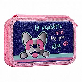 Пенал твердий подвійний, 1В HP-01 "Corgi", фіолетовий, 532959