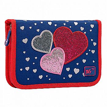 Пенал жесткий YES одинарный без клапана, HP-02 "Heart beat", синий, 533077 Пенал жесткий YES одинарный без клапана, HP-02 "Heart beat", синий, 533077