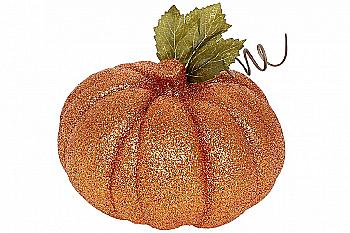 Декор Гарбуз, 17,5 см, помаранчевий глітер, 113-781 Декор Гарбуз, 17,5 см, помаранчевий глітер, 113-781