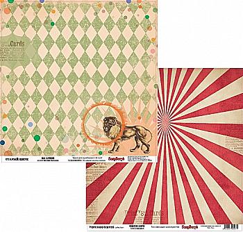 Бумага для скрапбукинга 30,5*30,5 см 180 гр/м двухсторон. Старый цирк. На арене (10)