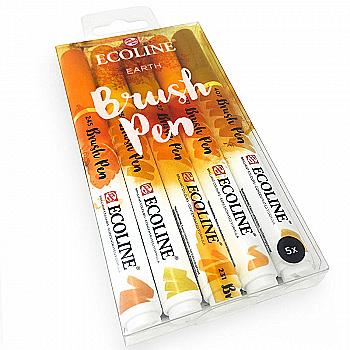 Набір пензлів-ручок Ecoline Brushpen Earth, 5 шт, Royal Talens Набір пензлів-ручок Ecoline Brushpen Earth, 5 шт, Royal Talens