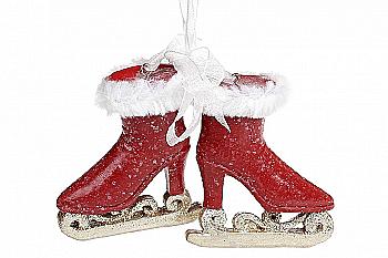 Декор підвісний "Ковзани" 6 см, бордо, 890-138