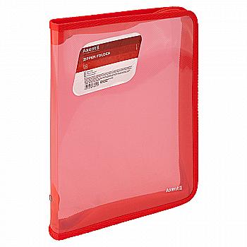 Папка на блискавці B5, об`ємна, прозора червона, 1802-24 Axent