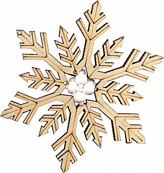 Новогоднее украшение "Снежинка" (8,5*8,5 см) фанера, 039-F