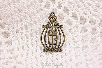 Набір металевих підвісок Кругла клітка з пташкою 33*20мм, 10шт Набір металевих підвісок Кругла клітка з пташкою 33*20мм, 10шт