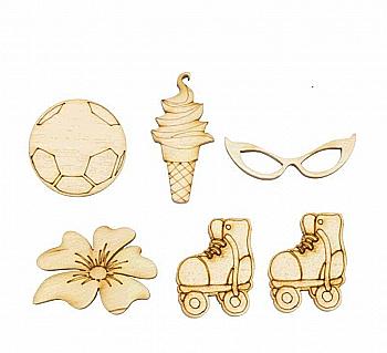 Набор заготовок для декорирования "Лето", 6 шт, фанера, Rosa Talent