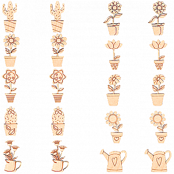 Набор деревянных заготовок "Цветы" (20 шт + магнитная лента), FLC-038(S)