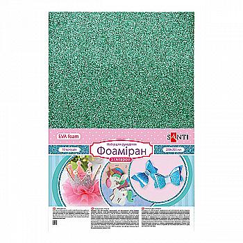 Фоамиран ЭВА зеленый с глиттером, 20*30 см, 742671