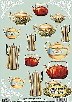Карта декупажна A4 Чайники, 40 г/м², S 018