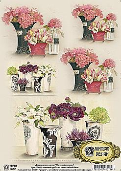 Карта декупажна А4 "Квіти Катрини" 40 г/м2, S 077