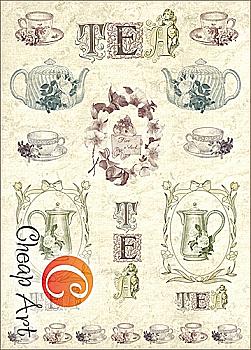 Карта декупажна А4 Квітковий чай, 45 г/м², 01460