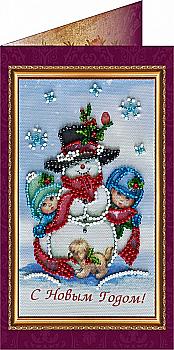 Набір для вишивки бісером "Листівка" З Новим роком-8, AO-052 Набір для вишивки бісером "Листівка" З Новим роком-8, AO-052