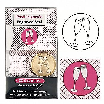 Кругла латунна печатка d24 мм "Келихи шампанського", 40499T