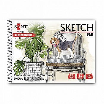 Альбом для акварелі "Animals" А5, "Paper Watercolour Collection" 12 арк., 200г/м2, Santi, 130514 Альбом для акварелі "Animals" А5, "Paper Watercolour Collection" 12 арк., 200г/м2, Santi, 130514