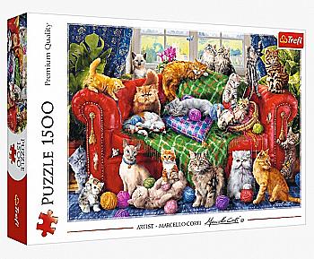 Пазл "1500" - Кошенята на дивані, Trefl, 26198 Пазл "1500" - Кошенята на дивані, Trefl, 26198