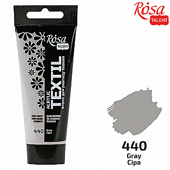 Фарба акрилова для тканин, Сіра (40), 60 мл, Rosa Talent