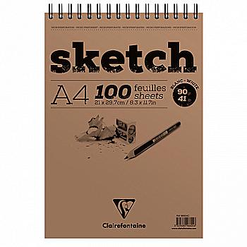 Скетчбук д/ескізів А4 Sketch на спіралі, 100 арк. (90 г/м2), білий папір, 96604C Clairefontaine Скетчбук д/ескізів А4 Sketch на спіралі, 100 арк. (90 г/м2), білий папір, 96604C Clairefontaine