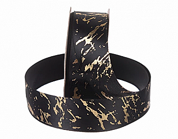 Стрічка декор 2,5 см-18 м, 5-75379 чорний мармур