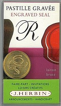 Кругла латунна печатка d24 мм англ. літера "R", 40318T