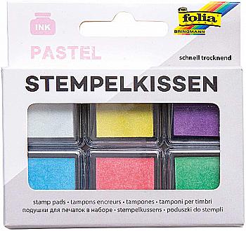 Набір штемпельних подушок з пігментними чорнилами "Pastel" (6 кол. в асорт.), 30181 Folia Набір штемпельних подушок з пігментними чорнилами "Pastel" (6 кол. в асорт.), 30181 Folia