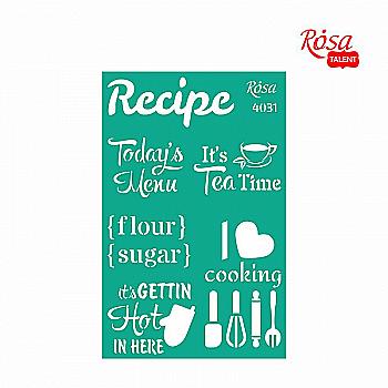 Трафарет самоклеючий 13*20 см №4031 „Recipe book“, Rosa Talent Трафарет самоклеючий 13*20 см №4031 „Recipe book“, Rosa Talent