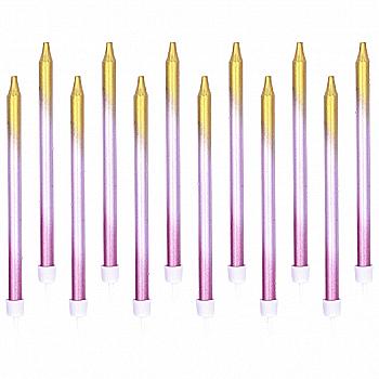 Набір свічок д/торта омбре рожево-золоте 12 од., 3502-3701