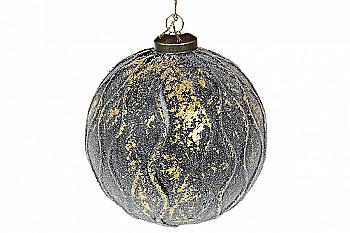 Куля ялинкова 10 см, глибокий синій з золотом, 118-957