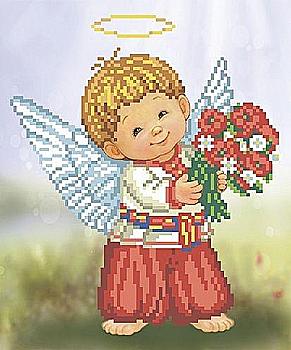 Схема д/вишивання бісером 18*22 см "Янголятко козачок" Т-0537 на авторській канві ТМ "ВДВ"