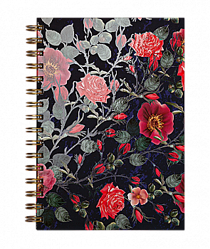 Блокнот на пружине сбоку А5 80 л "Flora", кл., тв. картон. обложка, темно-синий BM.24572105-03 Блокнот на пружине сбоку А5 80 л "Flora", кл., тв. картон. обложка, темно-синий BM.24572105-03