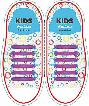 Силіконові антишнурки AntiLaces Kids, 38 мм, 12 шт, фіолетові Силіконові антишнурки AntiLaces Kids, 38 мм, 12 шт, фіолетові