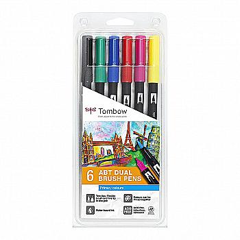 Набор маркеров двусторонних Dual Brush Pen 6 цв., основные цвета, ABT-6P-1 ТМ "Tombow" Набор маркеров двусторонних Dual Brush Pen 6 цв., основные цвета, ABT-6P-1 ТМ "Tombow"