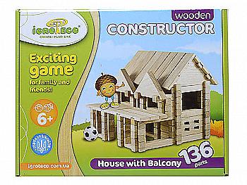 Конструктор деревянный "Домик с балконом" 136 дет.