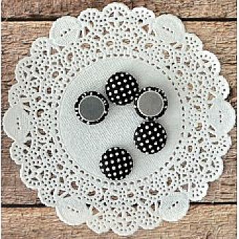 Фишки тканевые Черные в горошек 1,3 см 5 шт, HY13005