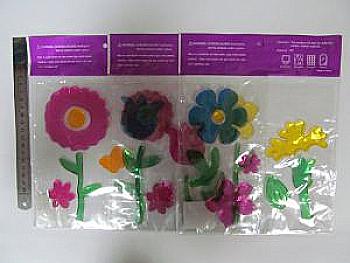 Наліпки гелеві "Квіти" 25 см, mix, 2132A