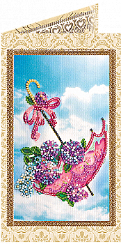 Набір для вишивки бісером "Листівка" Квіти в парасольці, AO-121 Набір для вишивки бісером "Листівка" Квіти в парасольці, AO-121