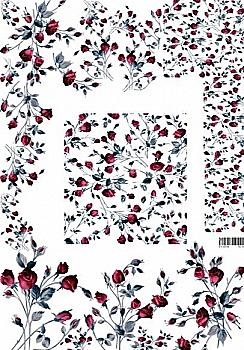 Декупажна карта 29,5*42 Килим з троянд (холодний)