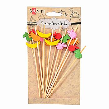 Набор шпажек с декором "Фрукты", дерево, 15 шт, 742494