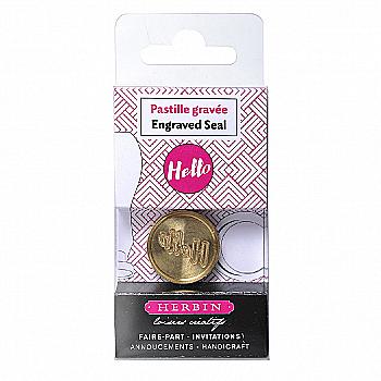 Кругла латунна печатка d24 мм "Hello", 40495T