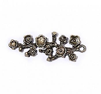 Набір металевих підвісок Гілочка з квіточками 17*42 мм, 10 шт Набір металевих підвісок Гілочка з квіточками 17*42 мм, 10 шт