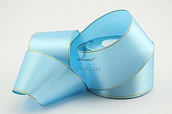 Лента атлас с краем 50 мм-23 м, 187, голубая